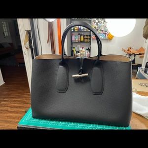 Longchamp Roseau Black Leather Shoulder Bag